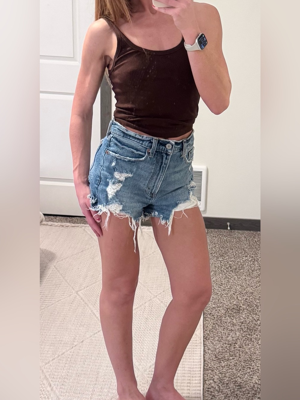 Abercrombie Curve Love High Rise Mom Shorts Distressed Denim Size 26 / 2